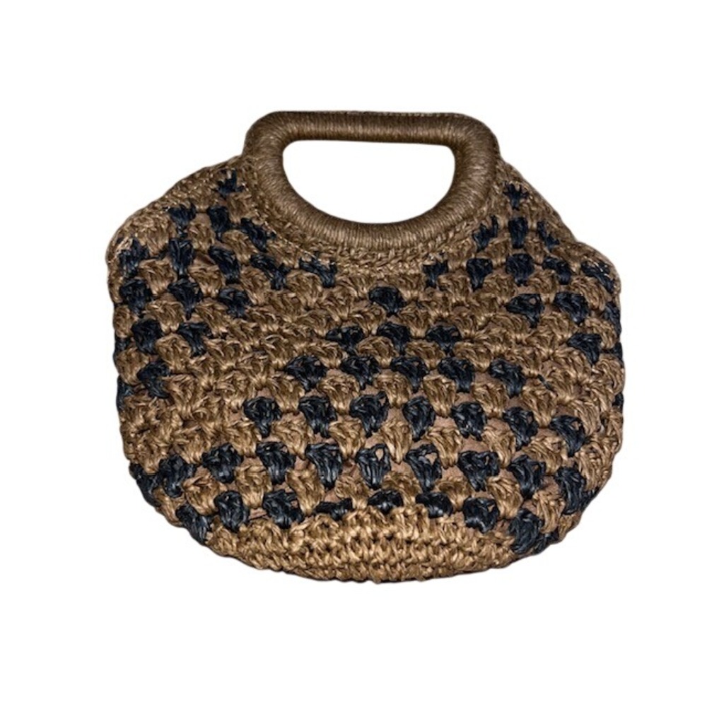 Fe Noel x Target Woven Straw Handbag Crochet Checkered Brown Black OS - Picture 2 of 6